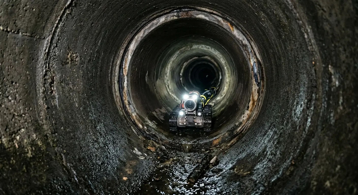 Robotic sewer camera inspecting pipe interior for Sewer Line Repair in Eastampton